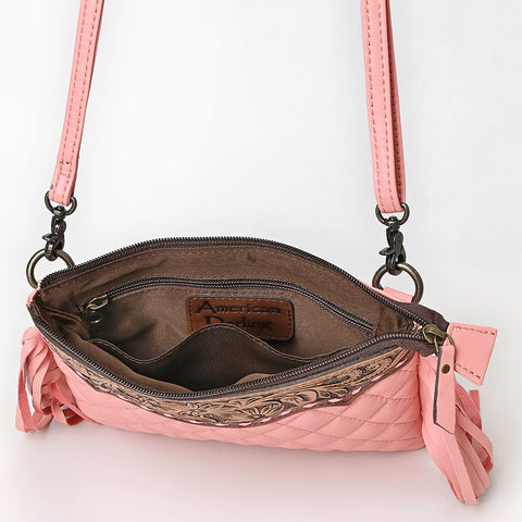 American Darling Quilted Leather Crossbody | Tooled Flap Fringe Purse