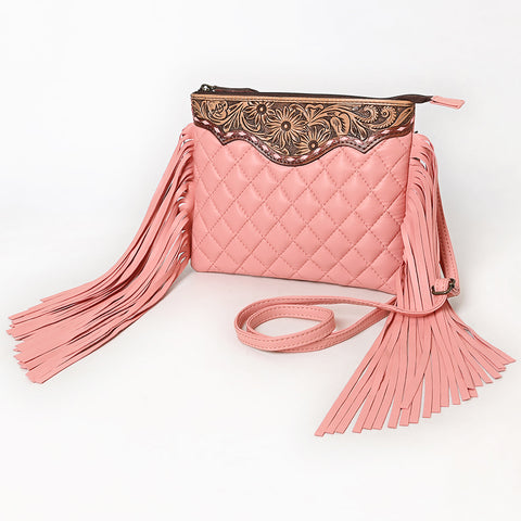 American Darling Quilted Leather Crossbody | Tooled Flap Fringe Purse