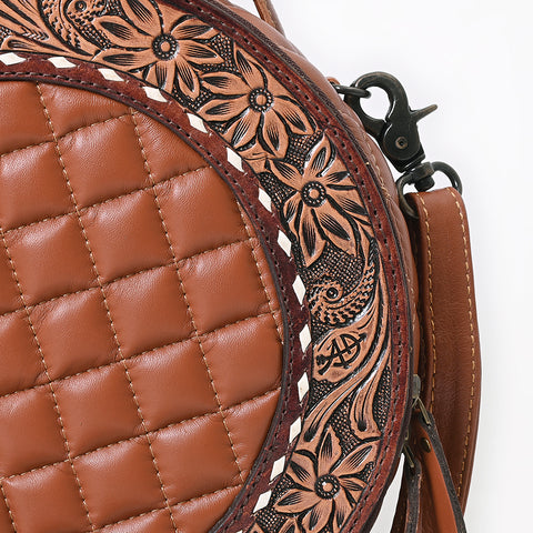 American Darling Quilted Leather Canteen Bag | Hand-Tooled Floral Crossbody