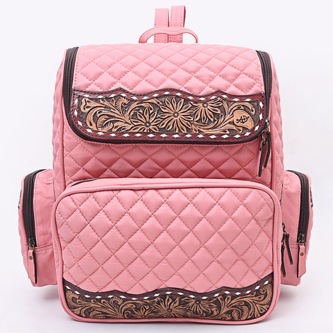 American Darling Hand-Tooled Floral Western Leather Backpack Bag - Quilted Travel Purse