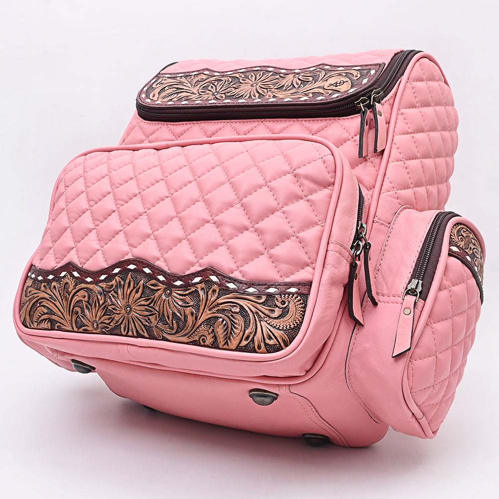 ADBG1674A  Quilted Leather Backpack with Floral Tooled Accents - American Darling Backpack