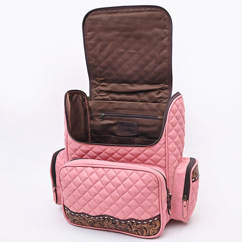 American Darling Hand-Tooled Floral Western Leather Backpack Bag - Quilted Travel Purse