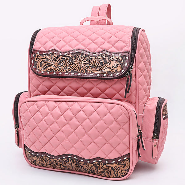 ADBG1674A Quilted Leather Backpack with Floral Tooled Accents - American Darling