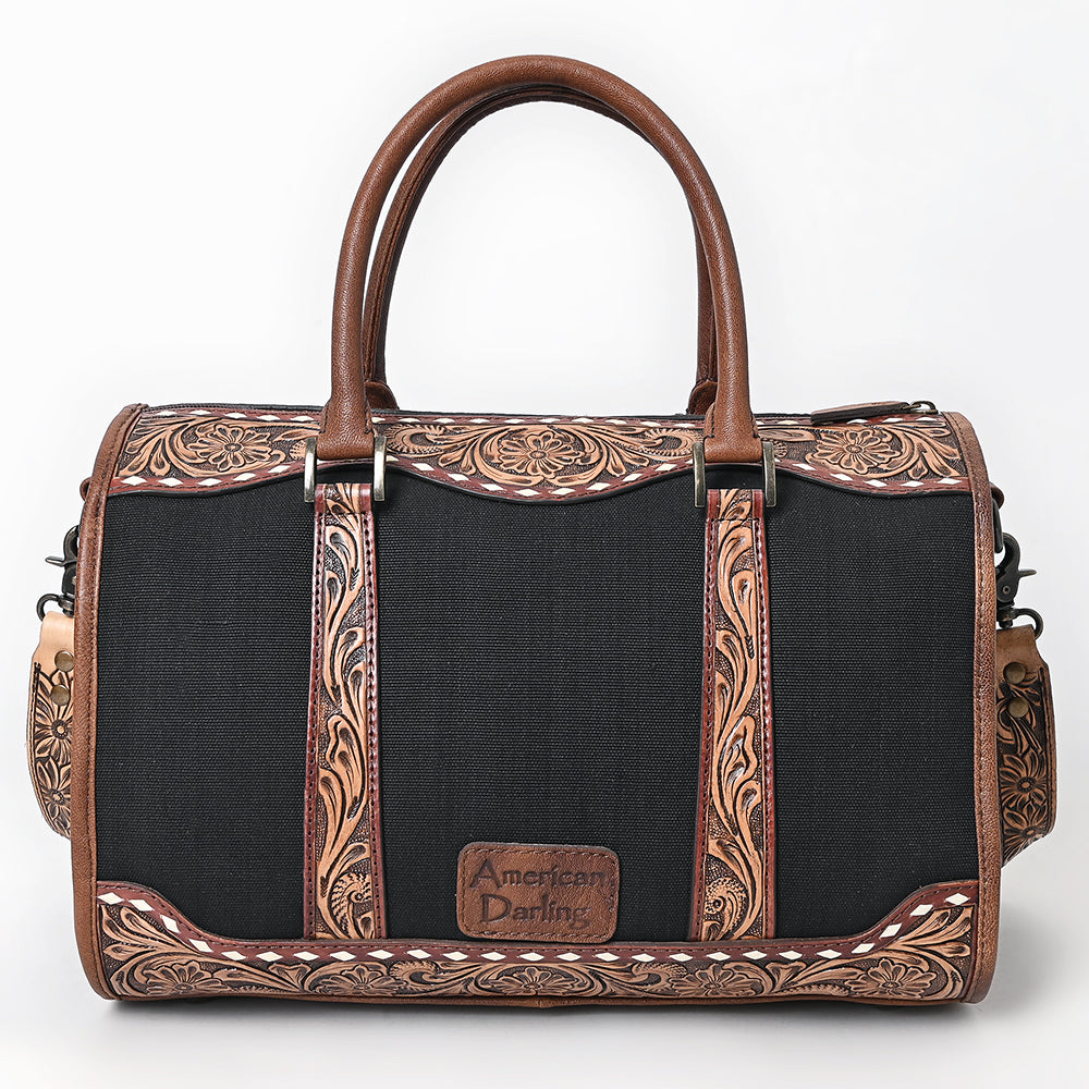 ADBG1765 Hand-Tooled Western Leather Duffel Bag Floral Cowhide Travel Satchel by American Darling