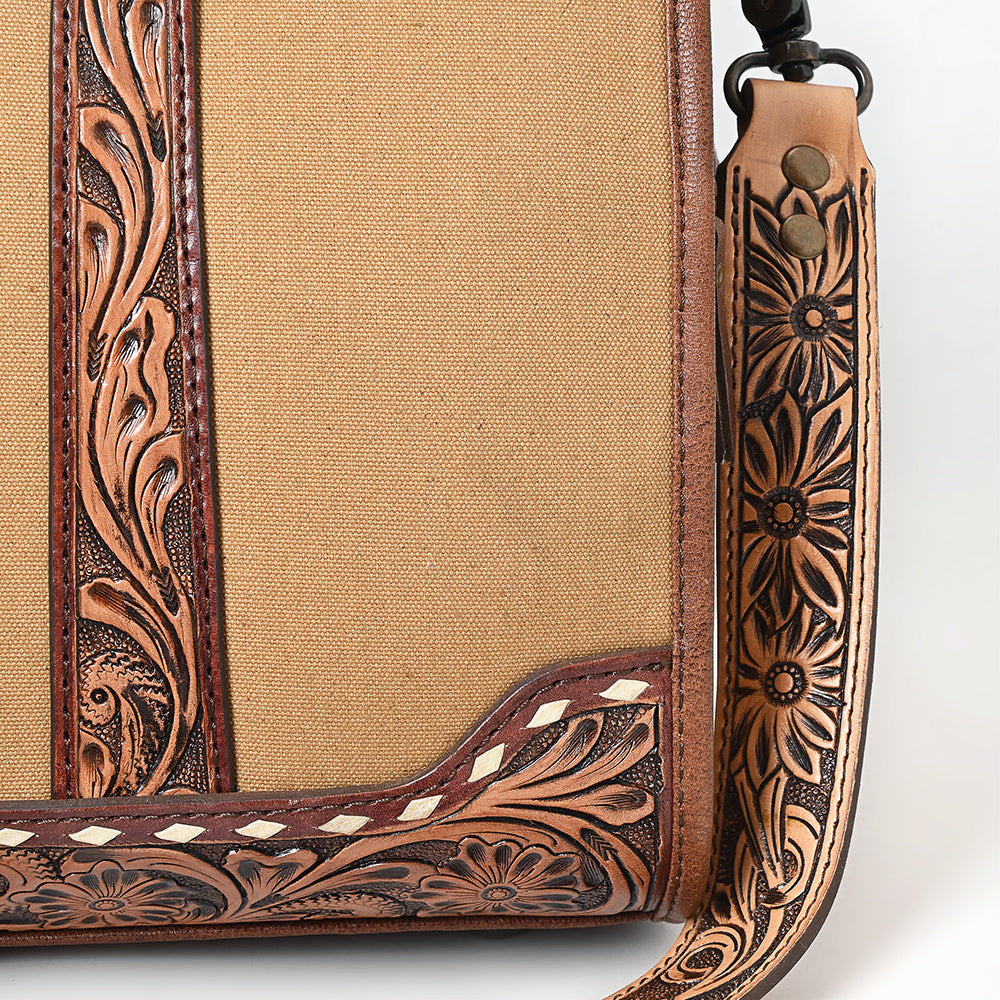 ADBG1765 Hand-Tooled Western Leather Duffel Bag Floral Cowhide Travel Satchel by American Darling