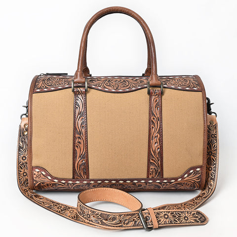 American Darling Western Hand-Tooled Floral Duffel Bag in Premium Genuine Leather