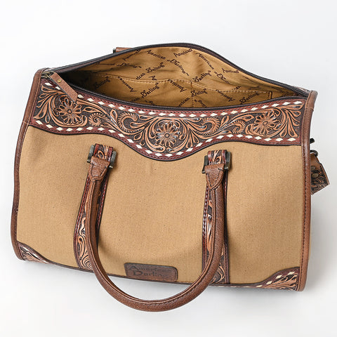 American Darling Western Hand-Tooled Floral Duffel Bag in Premium Genuine Leather