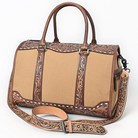 American Darling Western Hand-Tooled Floral Duffel Bag in Premium Genuine Leather