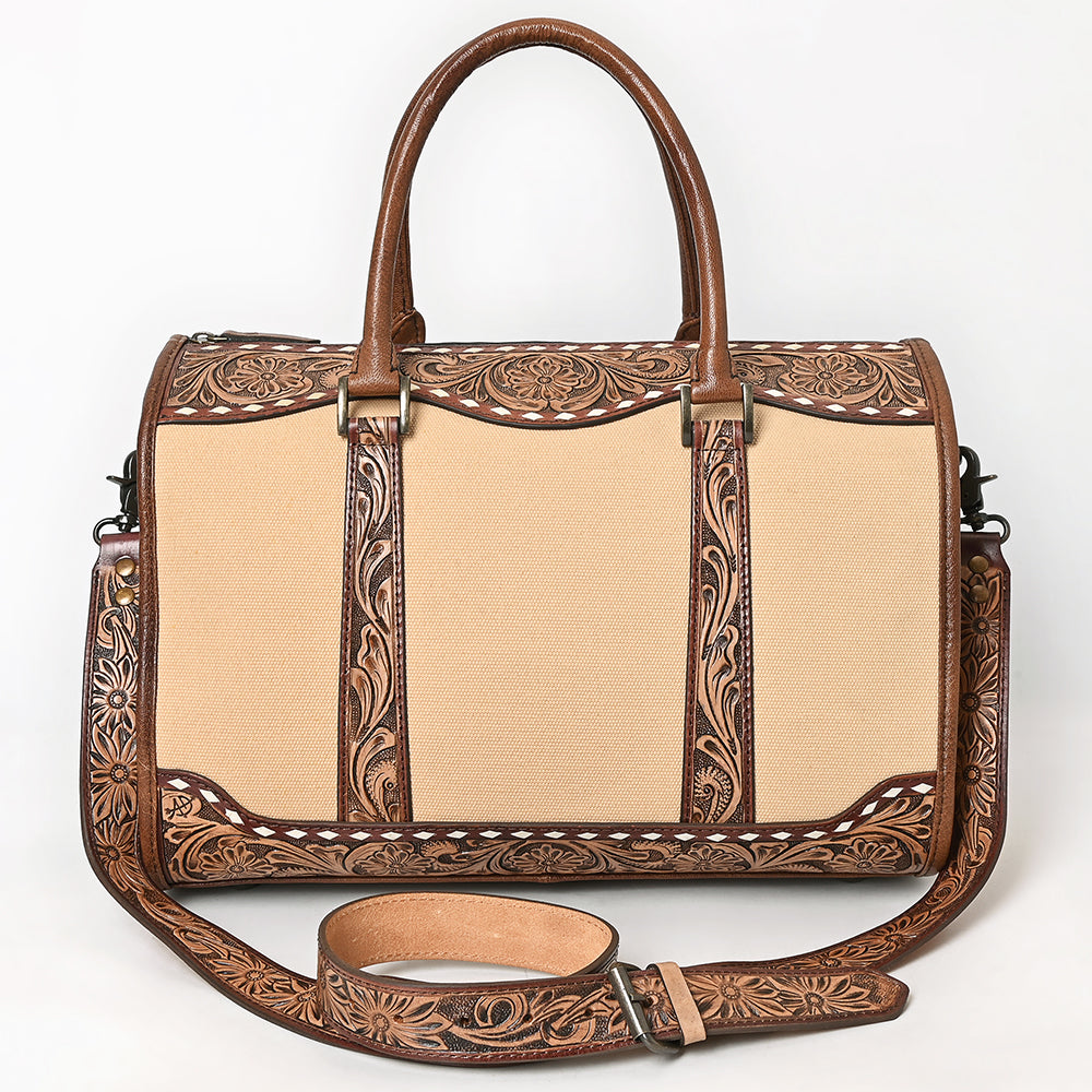 ADBG1765 Hand-Tooled Western Leather Duffel Bag Floral Cowhide Travel Satchel by American Darling