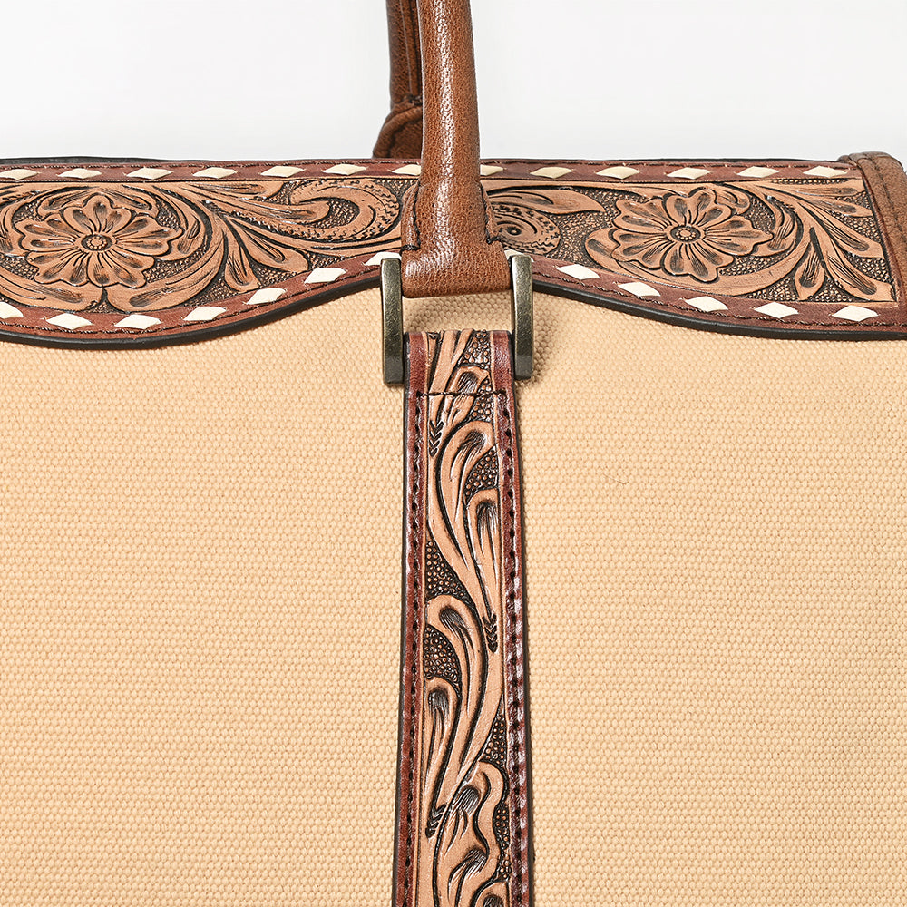 ADBG1765 Hand-Tooled Western Leather Duffel Bag Floral Cowhide Travel Satchel by American Darling