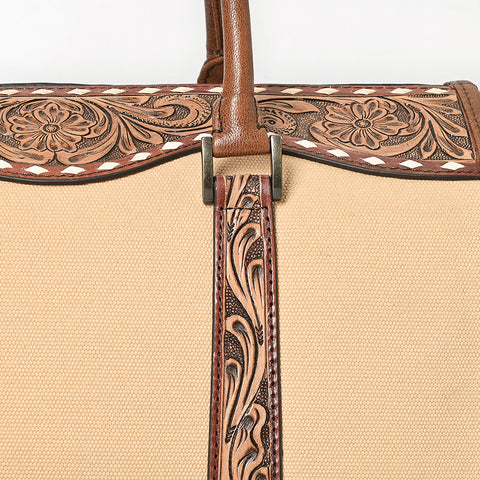 American Darling Western Hand-Tooled Floral Duffel Bag in Premium Genuine Leather