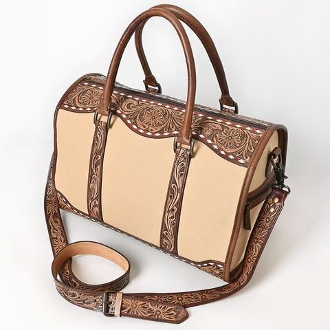 American Darling Western Hand-Tooled Floral Duffel Bag in Premium Genuine Leather