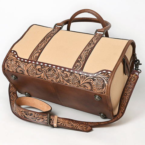 American Darling Western Hand-Tooled Floral Duffel Bag in Premium Genuine Leather