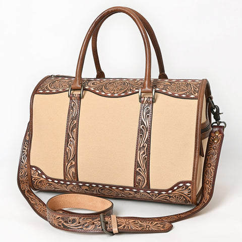 American Darling Western Hand-Tooled Floral Duffel Bag in Premium Genuine Leather