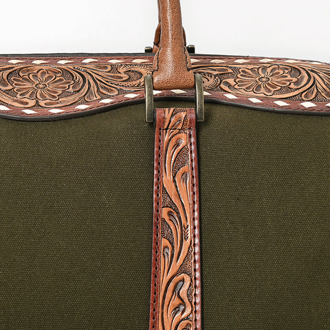 American Darling Western Hand-Tooled Floral Duffel Bag in Premium Genuine Leather