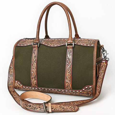American Darling Western Hand-Tooled Floral Duffel Bag in Premium Genuine Leather