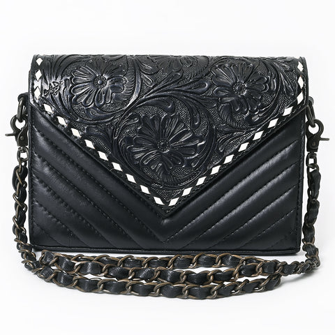 American Darling Western Hand-Tooled Floral Envelop Bag - Quilted Leather Crossbody