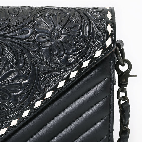 American Darling Western Hand-Tooled Floral Envelop Bag - Quilted Leather Crossbody