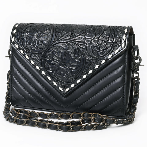 American Darling Western Hand-Tooled Floral Envelop Bag - Quilted Leather Crossbody