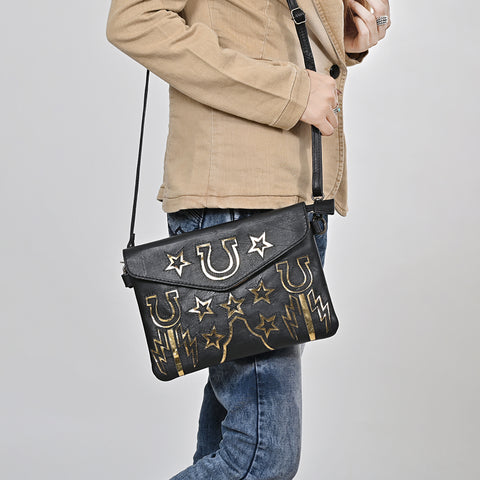 American Darling Western Leather Envelop Bag - Handcrafted Vegetable-Tanned Crossbody