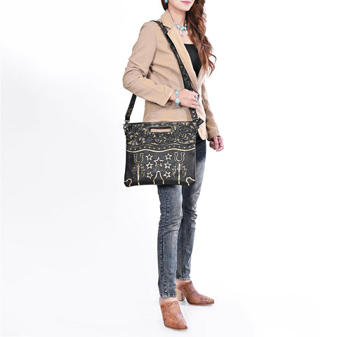 American Darling Western Hand-Tooled Floral Clutch Bag - Premium Genuine Leather Crossbody