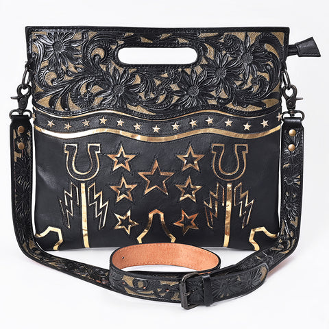 American Darling Western Hand-Tooled Floral Clutch Bag - Premium Genuine Leather Crossbody