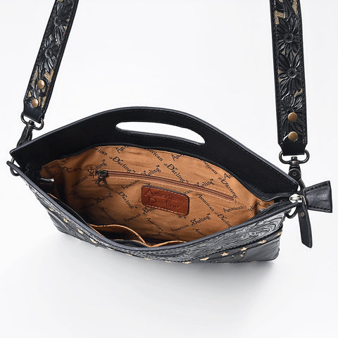 American Darling Western Hand-Tooled Floral Clutch Bag - Premium Genuine Leather Crossbody