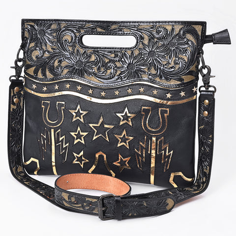American Darling Western Hand-Tooled Floral Clutch Bag - Premium Genuine Leather Crossbody