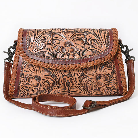 American Darling Western Hand Tooled Floral Carved Small Cross body Bag in Genuine Leather