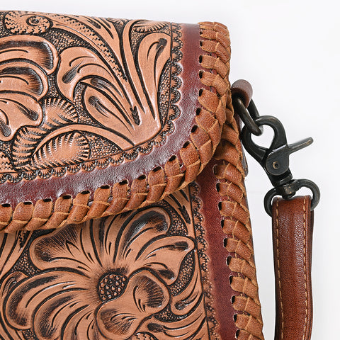 American Darling Western Hand Tooled Floral Carved Small Cross body Bag in Genuine Leather