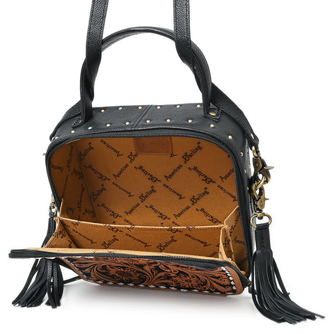 American Darling Hand Tooled Floral Large Cross body Bag with Fringes