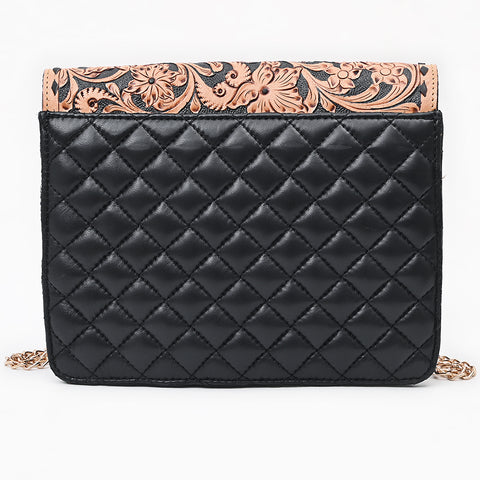 American Darling Floral Carved Hand Tooled Quilted Leather Envelope