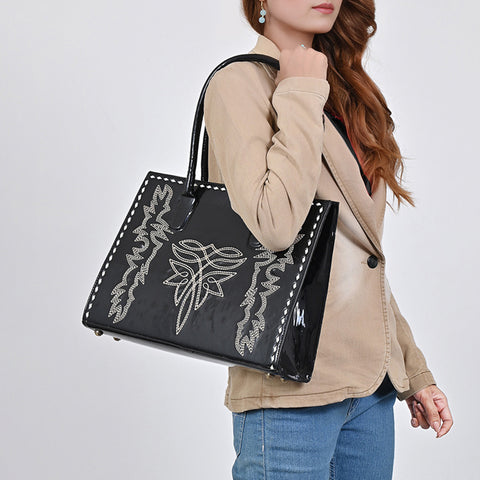 American Darling Embroidered Buck-stitched Western Leather Tote Bag