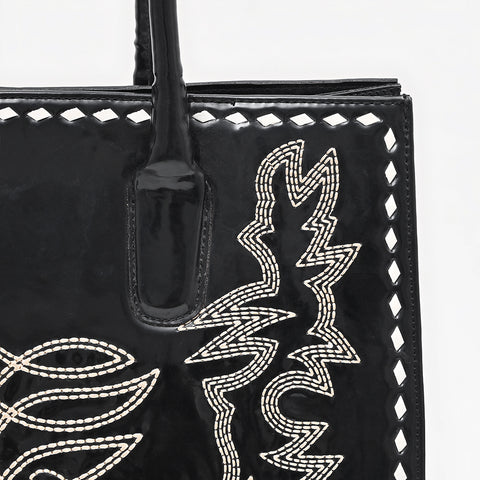 American Darling Embroidered Buck-stitched Western Leather Tote Bag