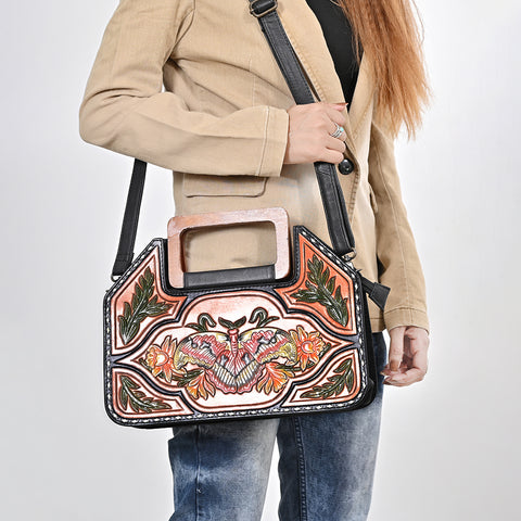 American Darling Hand-Tooled Floral Cross body Bag - Handcrafted Western Leather Purse
