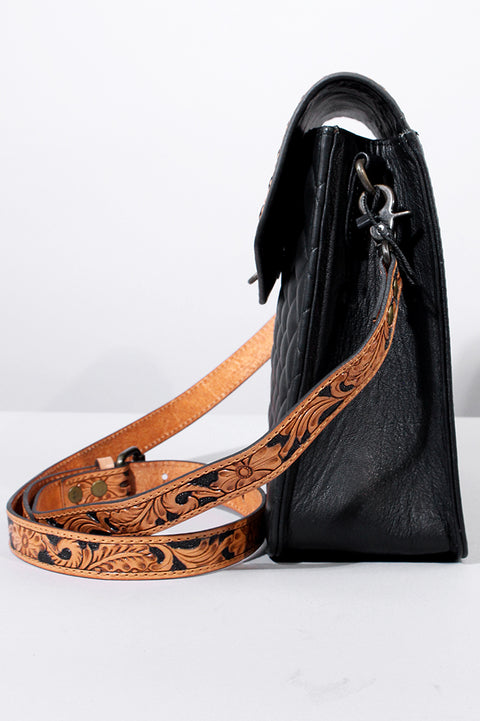 American Darling Hand-Tooled Floral Cross body Bag - Quilted Western Leather Purse