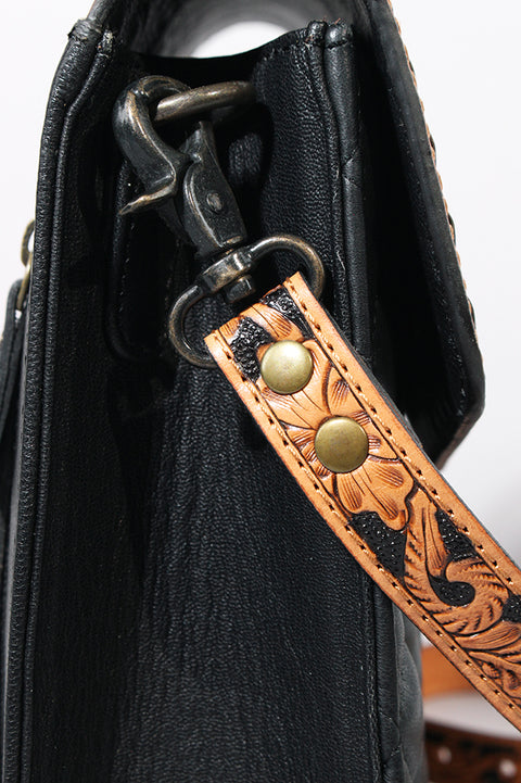 American Darling Hand-Tooled Floral Cross body Bag - Quilted Western Leather Purse
