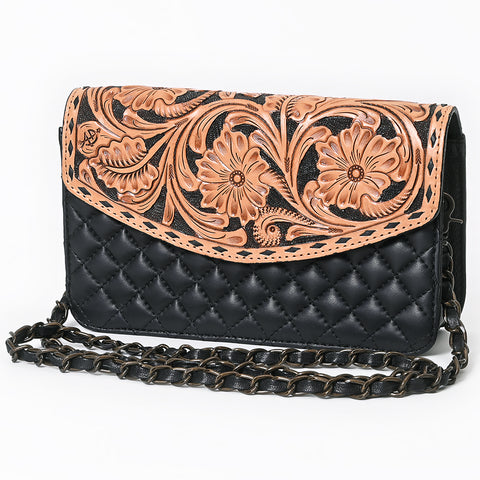 American Darling Hand-Tooled Floral Wallet Bag - Quilted Western Leather Crossbody