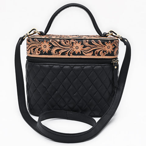 American Darling Hand Tooled Floral Quilted Leather Cross body Bag