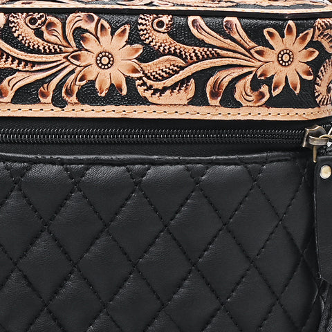 American Darling Hand Tooled Floral Quilted Leather Cross body Bag