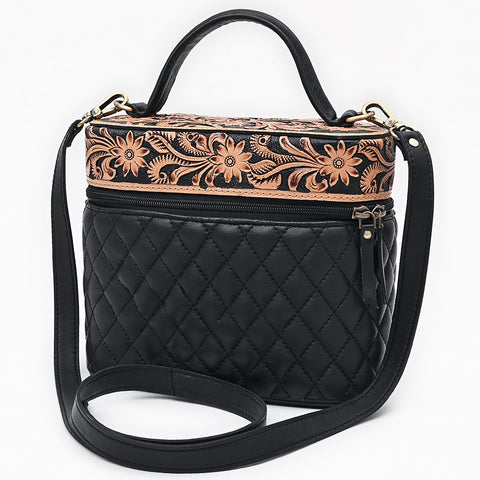 American Darling Hand Tooled Floral Quilted Leather Cross body Bag