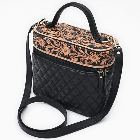 American Darling Hand Tooled Floral Quilted Leather Cross body Bag