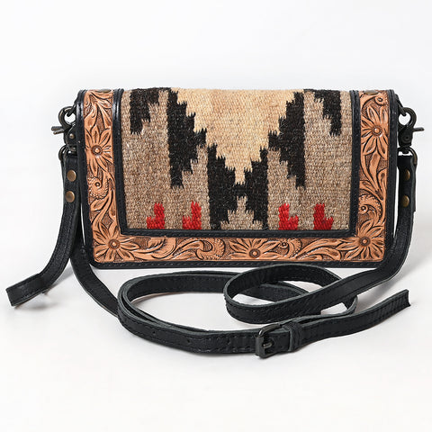 American Darling Hand Tooled Floral Organiser Bag - Hand Woven Saddle Blanket Western Leather