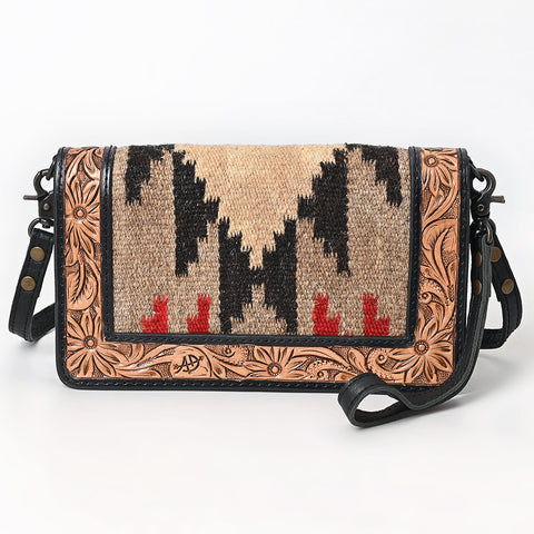 American Darling Hand Tooled Floral Organiser Bag - Hand Woven Saddle Blanket Western Leather