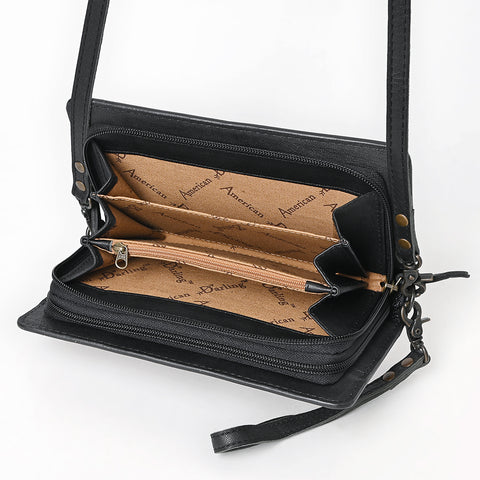 American Darling Hand Tooled Floral Organiser Bag - Hand Woven Saddle Blanket Western Leather