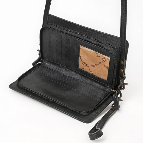 American Darling Hand Tooled Floral Organiser Bag - Hand Woven Saddle Blanket Western Leather