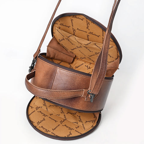 American Darling Hand Tooled Floral Canteen Bag - Hand-Woven Saddle Blanket Western Bag