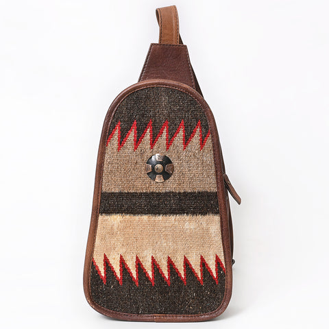 American Darling Western Sling Bag - Handcrafted Woven Saddle Blanket Leather Crossbody