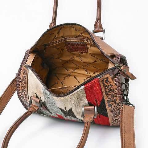 American Darling Western Leather Tote Bag - Handcrafted Floral Tooled & Saddle Blanket Purse
