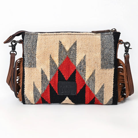 American Darling Hand Tooled Floral Cross body Bag - Hand Woven Saddle Blanket Western Leather Purse